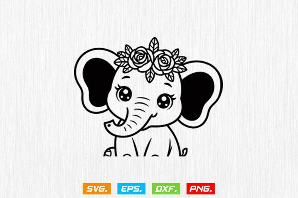 Baby Elephant with Flower SVG: A Versatile Graphic Design Asset for Creative Publishers
