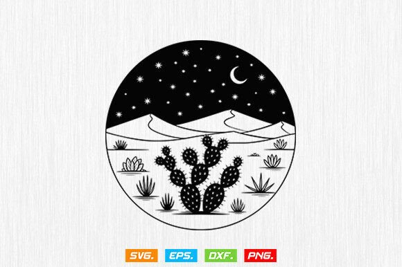 Cactus Svg File, Desert Scene for Real Embroidery Projects