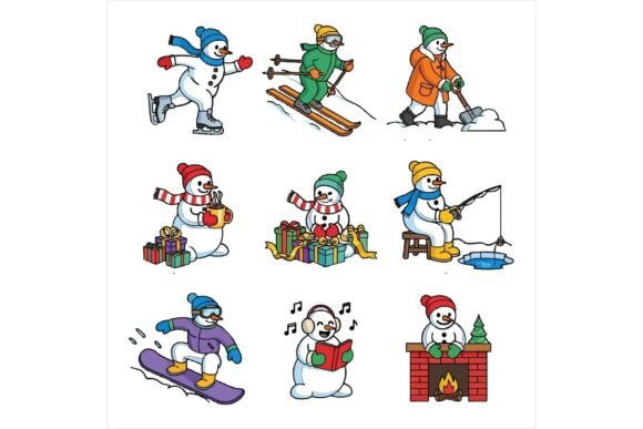 Freebie Snowmen Winter Activities Bundle: A Graphic Designer’s Take on This Festive Design Asset