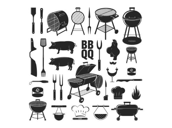 Grill and Kitchen Utensils Icon Pack: A Versatile Graphic Freebie for Handmade Creations