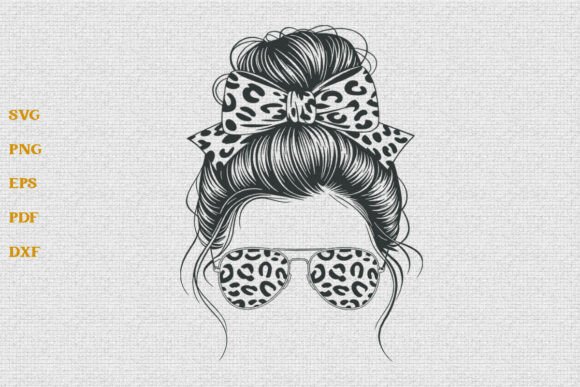 Leopard Messy Bun Hair SVG Mom Life SVG for Crafts & Graphics
