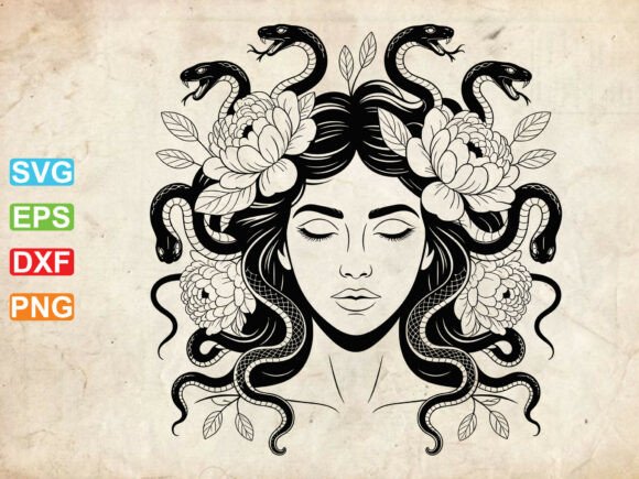Medusa Floral Svg, Graphics & Crafts