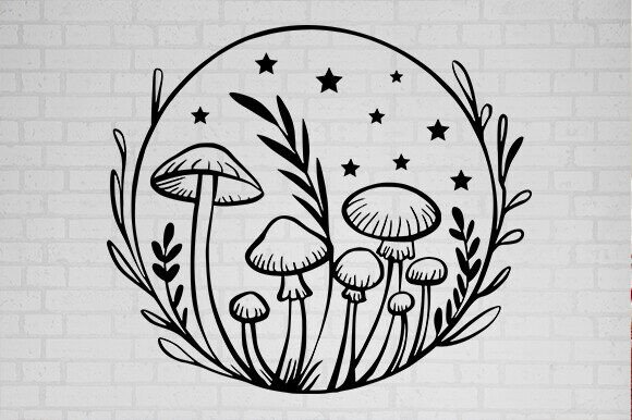 Moon Svg, Mushroom Svg, Mystical Moon Svg
