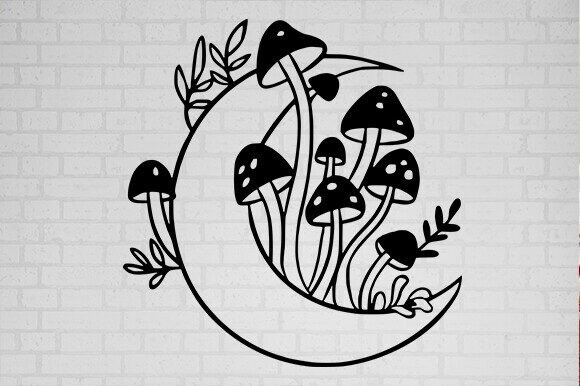 Mystical Moon with Mushroom SVG: A Versatile Graphic for Crafts and Creative Projects