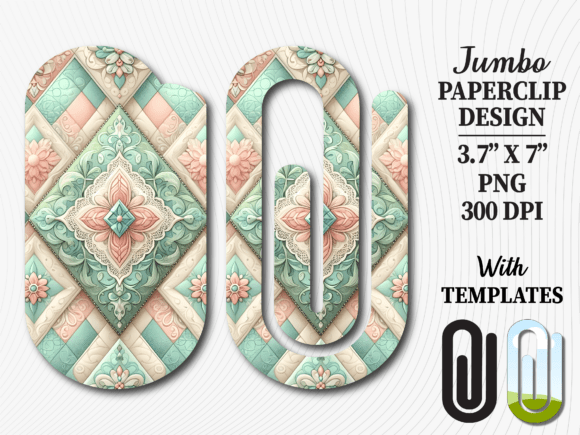 Quilted Geometric Jumbo Paperclip Design for Crafts and Graphics