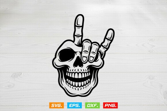Rock N Roll Hand Sign Skull Graphics for Crafts