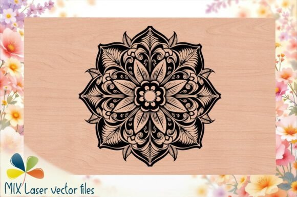 Vintage Bloom Laser Engraving: A Graphic Freebie for Polished Content